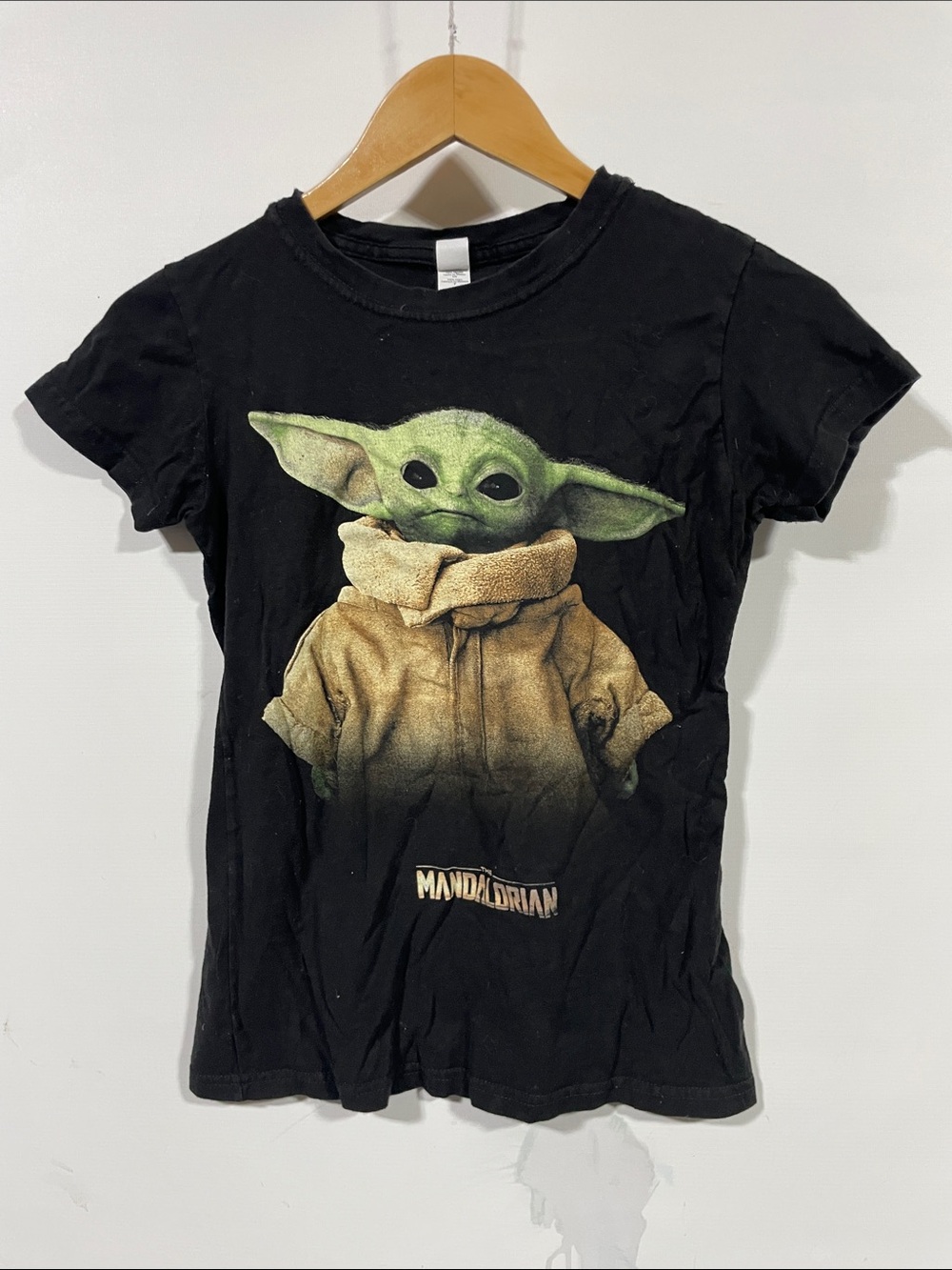 Disney Black Short Sleeve Tee with Green Baby Yoda Graphic